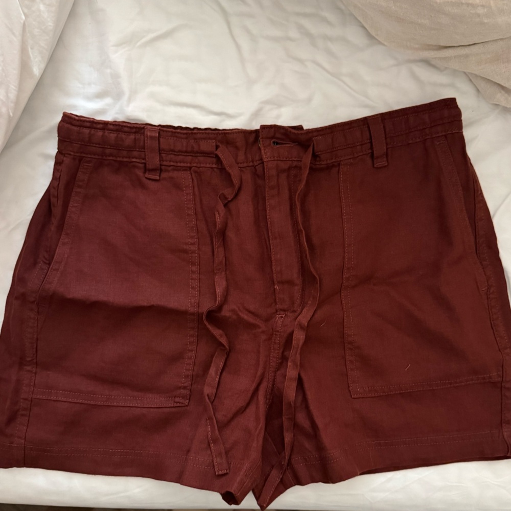 Madewell Burgundy Linen Cargo Shorts